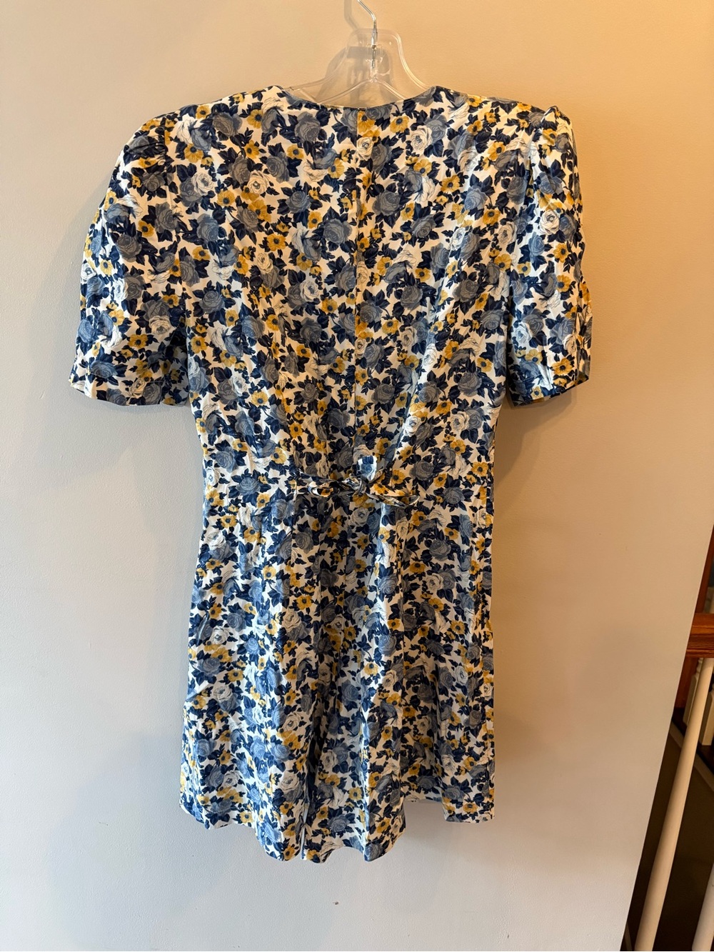 Vintage 90s Floral Romper Padded Shoulders Made in USA Cottagecore - Picture 3 of 3